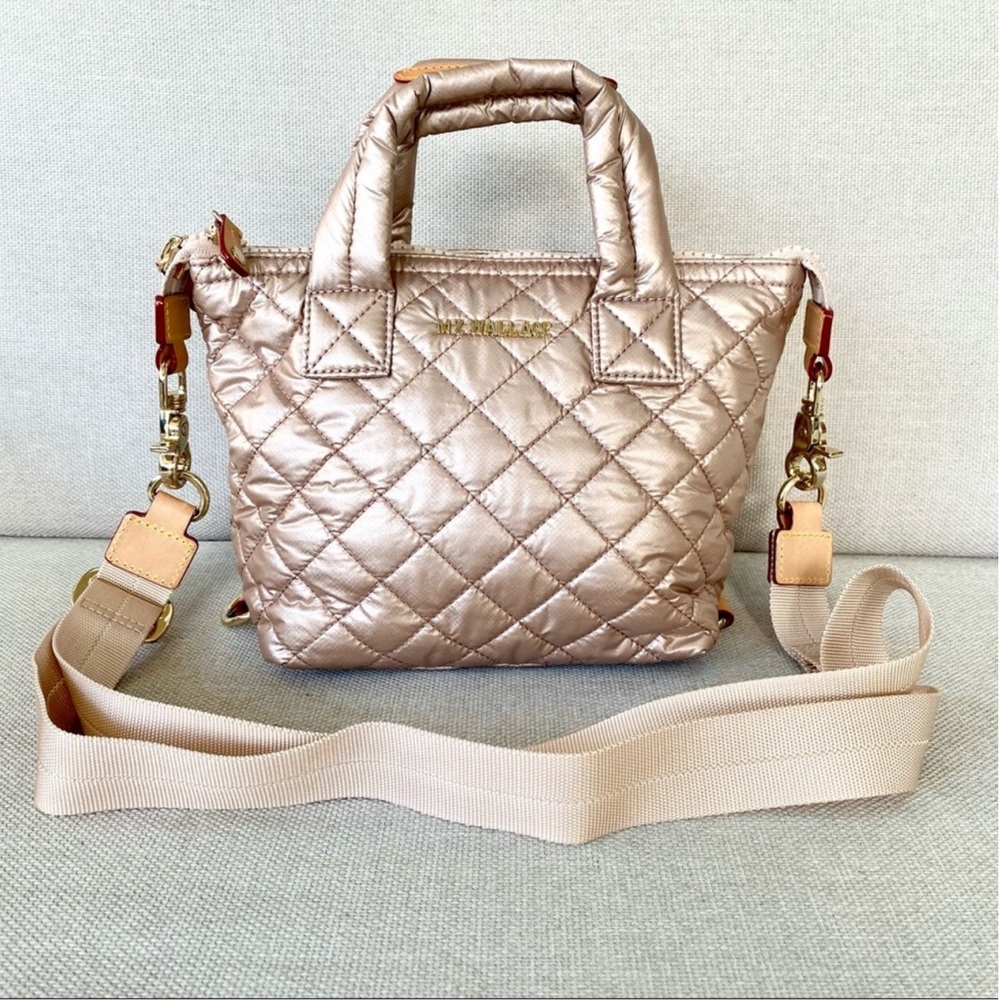 MZ Wallace Small Sutton Deluxe Crossbody Tote Bag in Pale Rose Gold - Picture 13 of 13